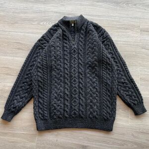 Carraig Donn Vintage Wool Cable Knit Sweater Irish Fisherman Mens Large Gorp 90s